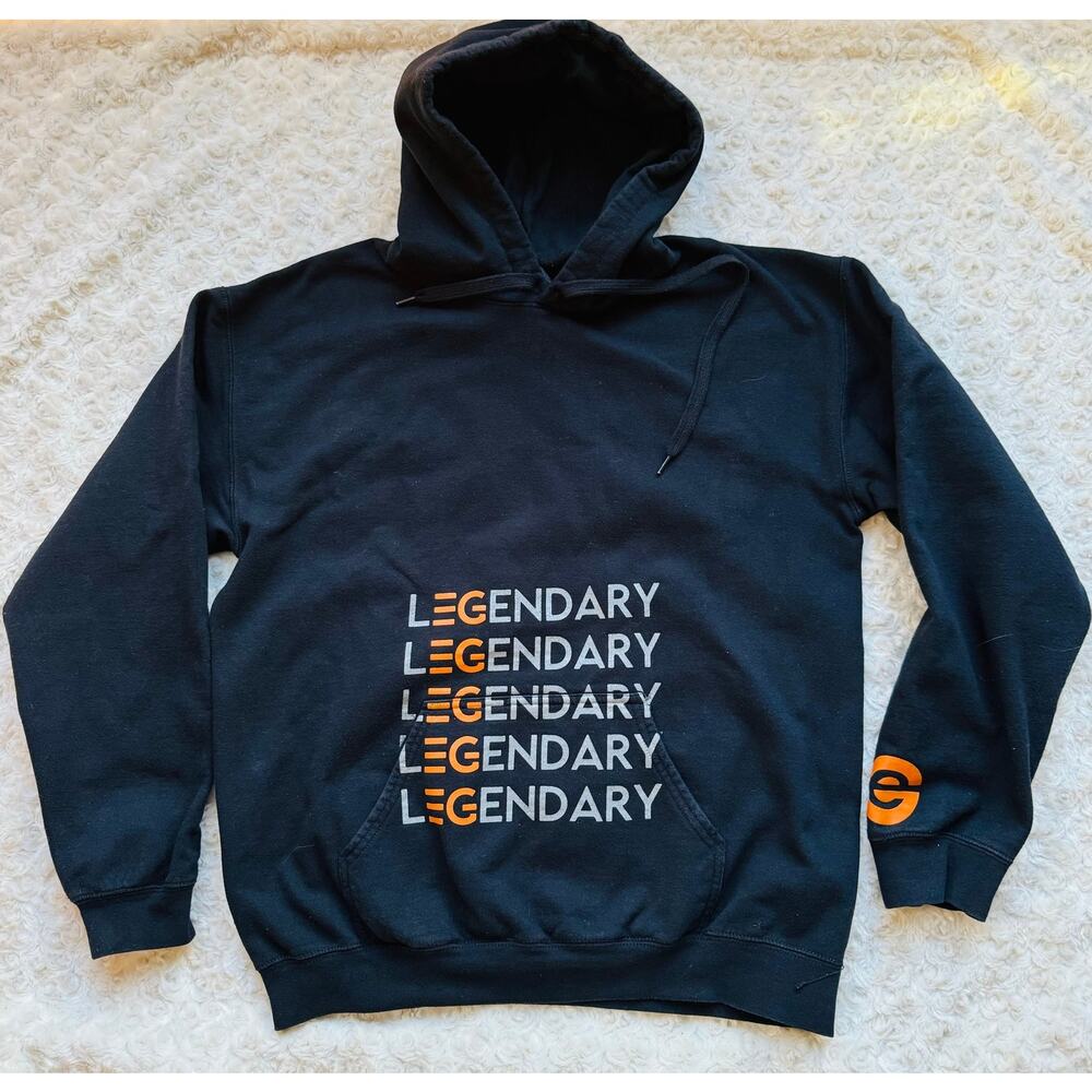 EG Legendary Black Cotton Softstyle Gildan Hoodie Sweatshirt Size Medium